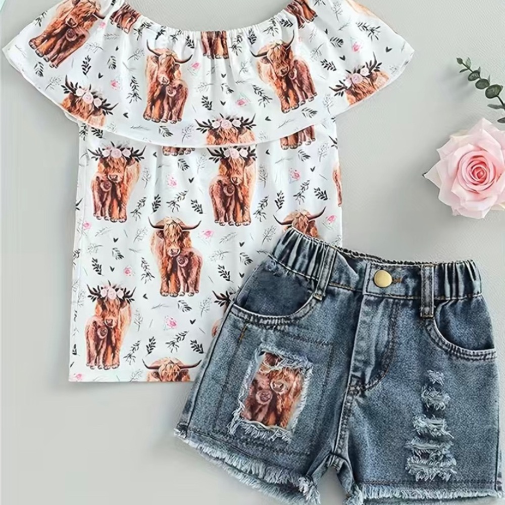 Girls Highland Cows set. Sz. 7/8